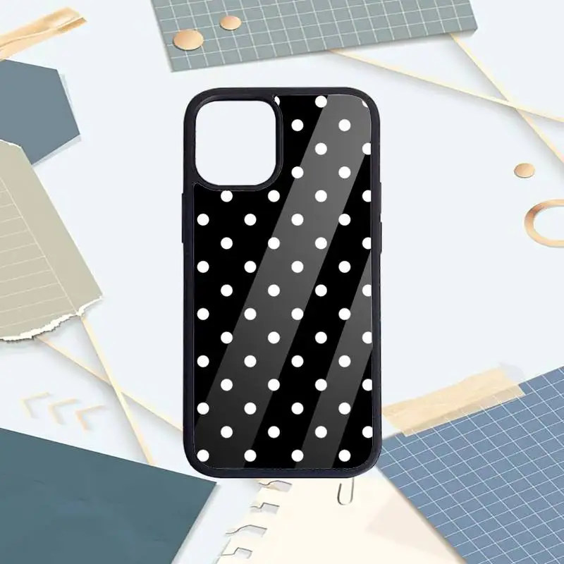

Black And White Polka Dot pattern Phone Case PC for iPhone 11 12 pro XS MAX 8 7 6 6S Plus X 5S SE 2020 XR Luxury brand funda
