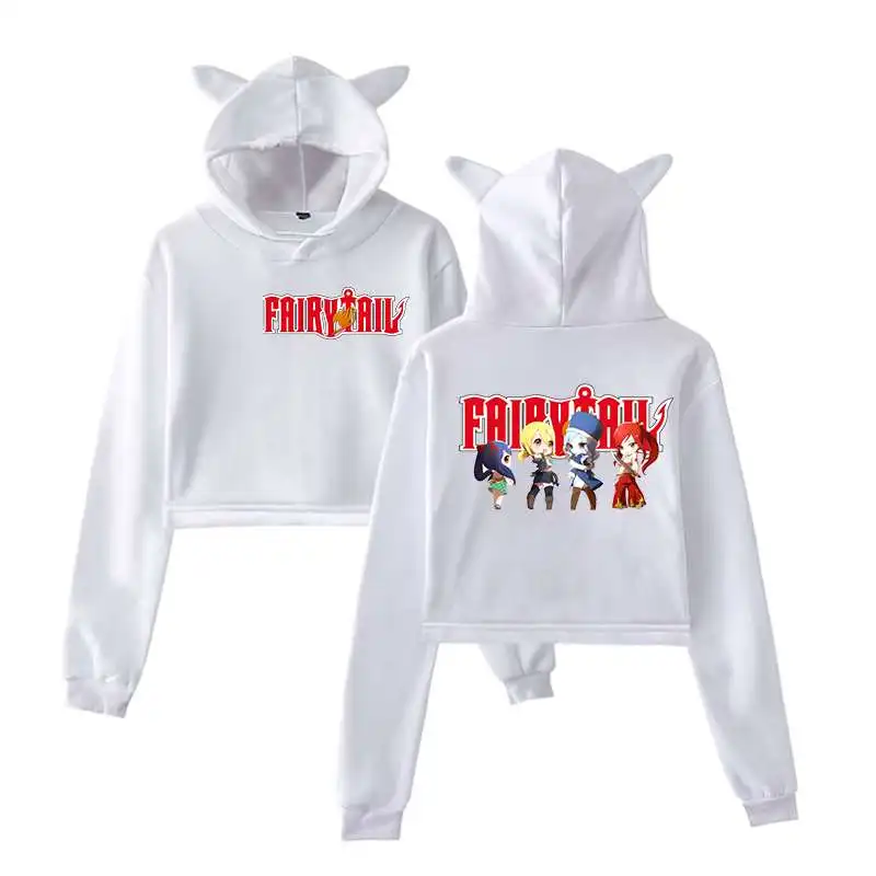 

Women Clothing Harajuku Pullover Girls Cartoon Short Hoodies FAIRY TAIL Print Fashion Cat Ear Sweatshirt Female Winter Hoodie