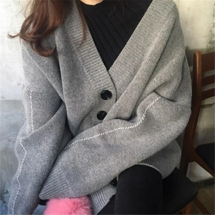 Женский однобортный свитер Colorfaith модный Повседневный Кардиган в полоску с v