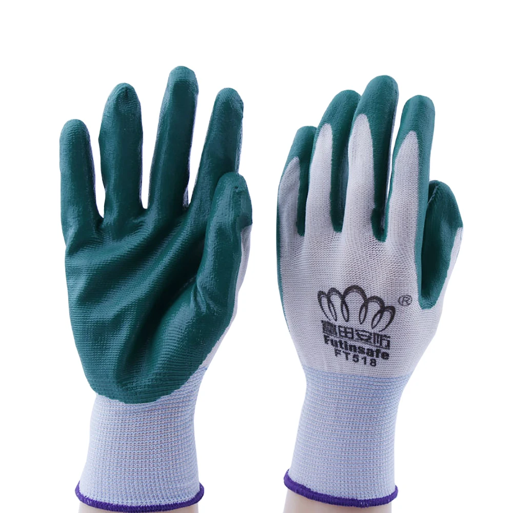 1 пара разноцветных нейлоновых нескользящих износостойких латексных перчаток