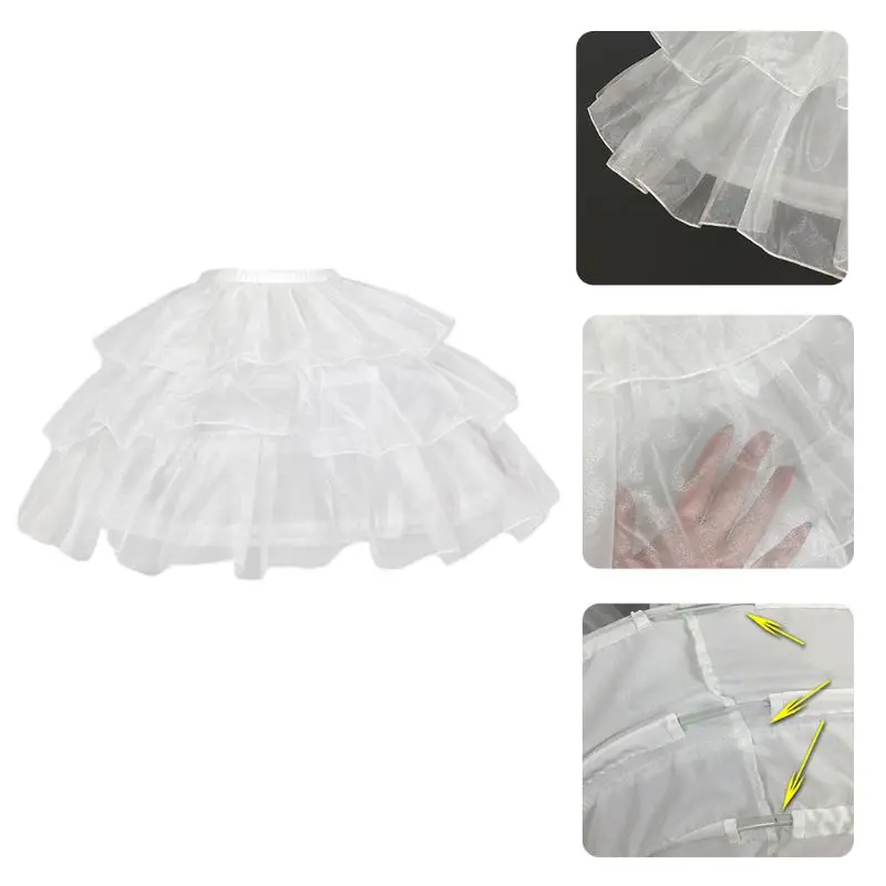 

Women 3 Hoops Short Petticoat Skirt Lolita Ruffles Tulle Crinoline Underskirt X7YC
