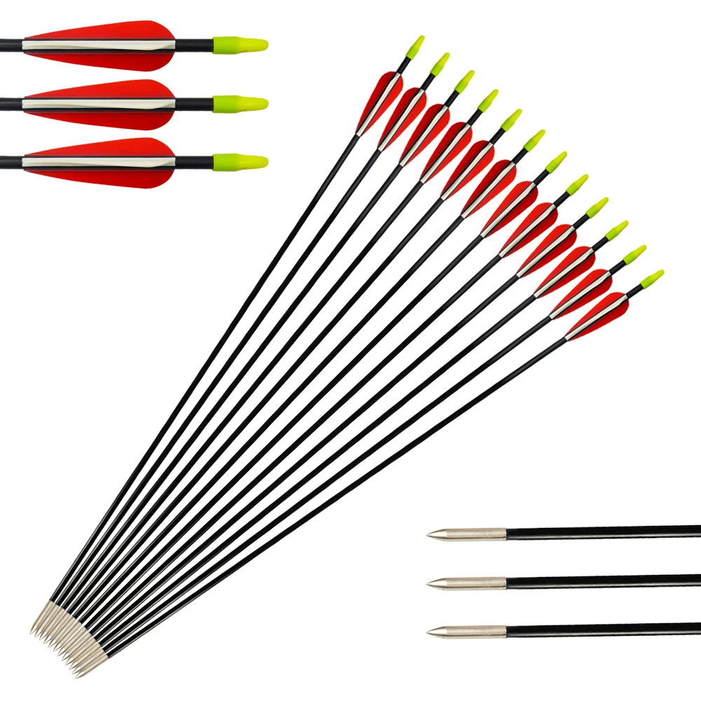 

D&Q 32inch Archery Hunting Fiberglass Arrows for Bow Diameter 6.5mm 3Inch Arrow Feather for Recurve Bow Shooting Arcos
