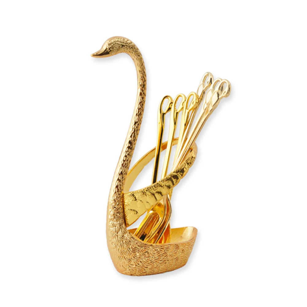 6 шт. Лебедь фрукты База держатель вилки набор нержавеющая сталь салат десерт