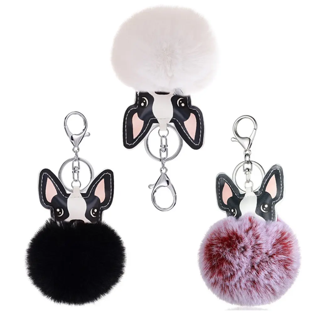 Брелок для ключей с собакой милый брелок помпоном из искусственной кожи