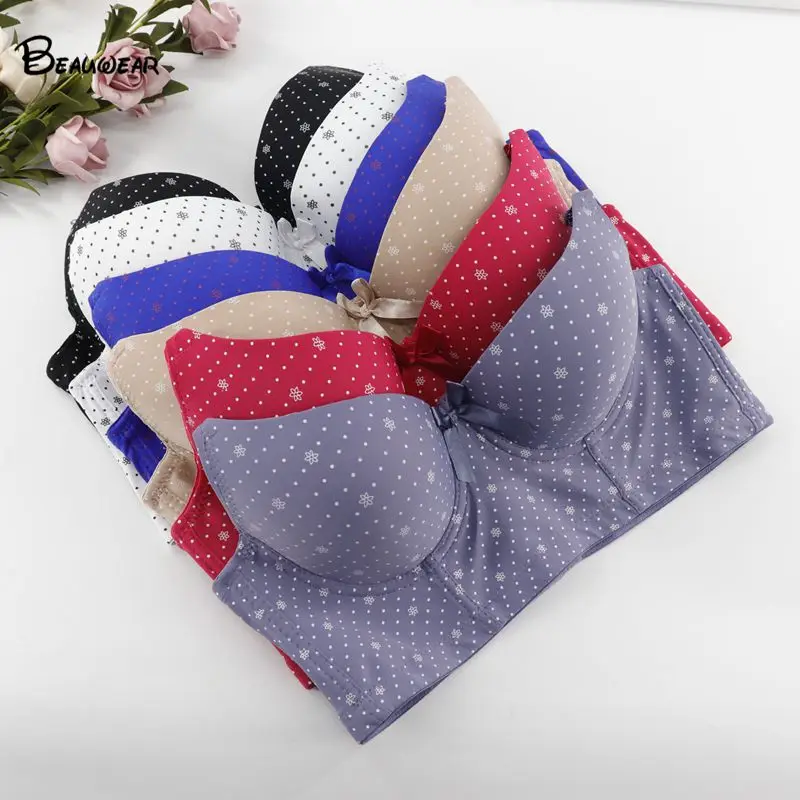 Beauwear, бюстгальтеры пуш-ап для девушек, женское нижнее белье на косточках, бюстгальтер в горошек, сексуальное женское нижнее белье, бюстгальтер с длинной линией, 38B, 38C, 40B, 40C, 42B, 44B