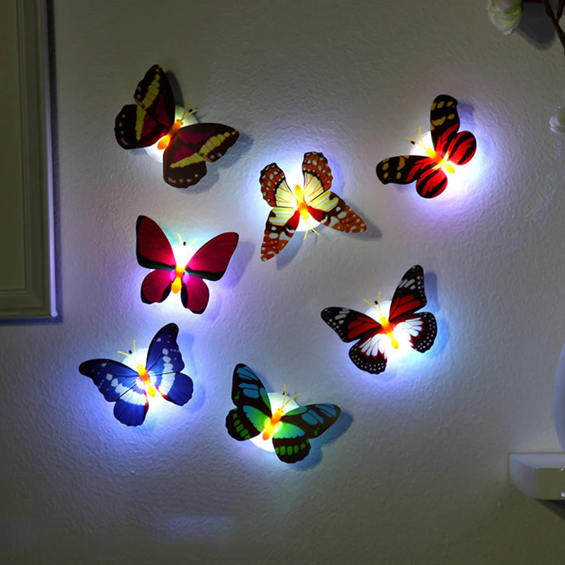 Творчество ночник Pasteable Пластик светодиодный тумблер 3dbutterflylamp настенные