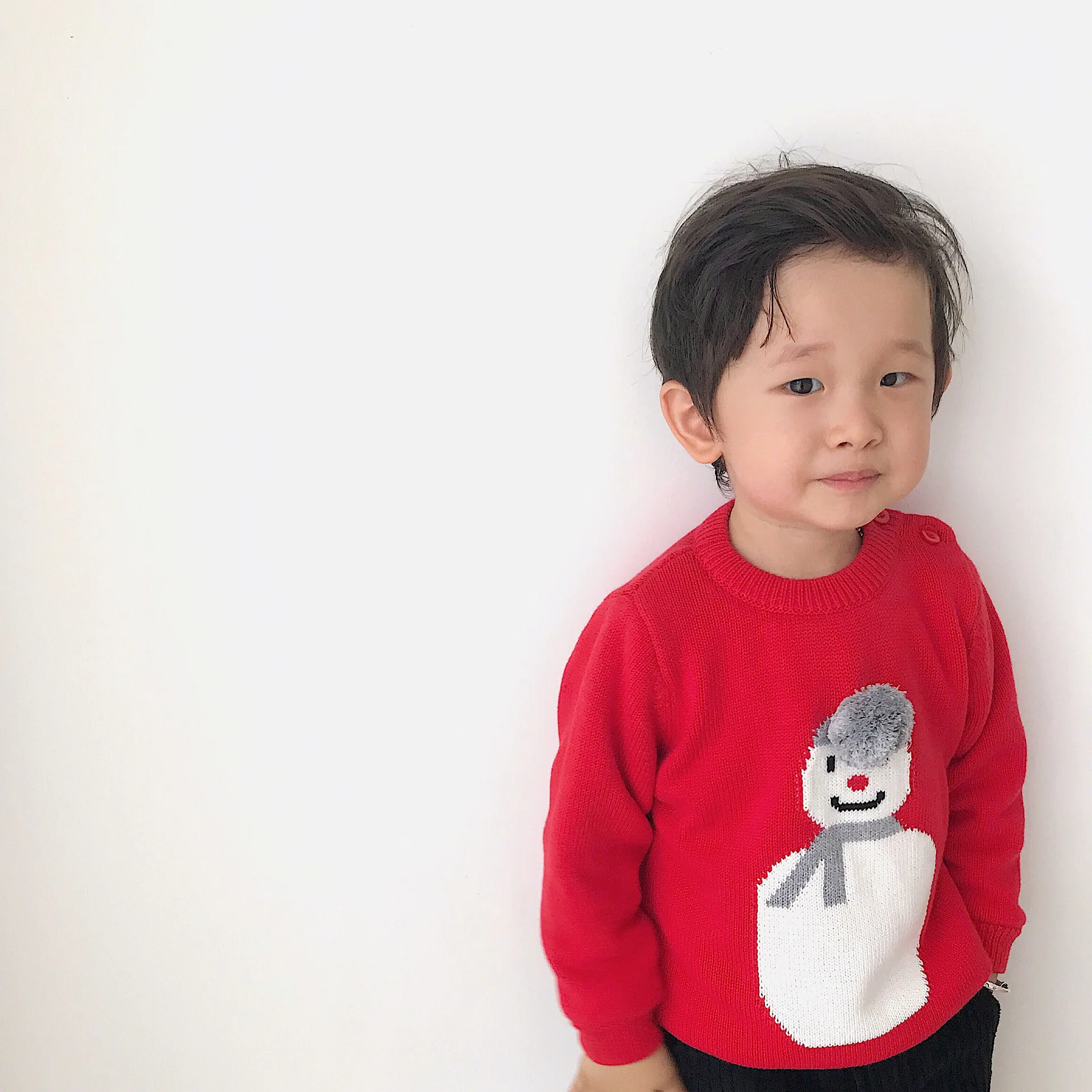 Tonytaobaby Новая коллекция зимней одежды для маленьких мальчиков Одежда для детей, Одежда для девочек красного цвета, Рождественская одежда со снеговиком, детский вязаный свитер для девочки детский свитер, пуловер, свитер