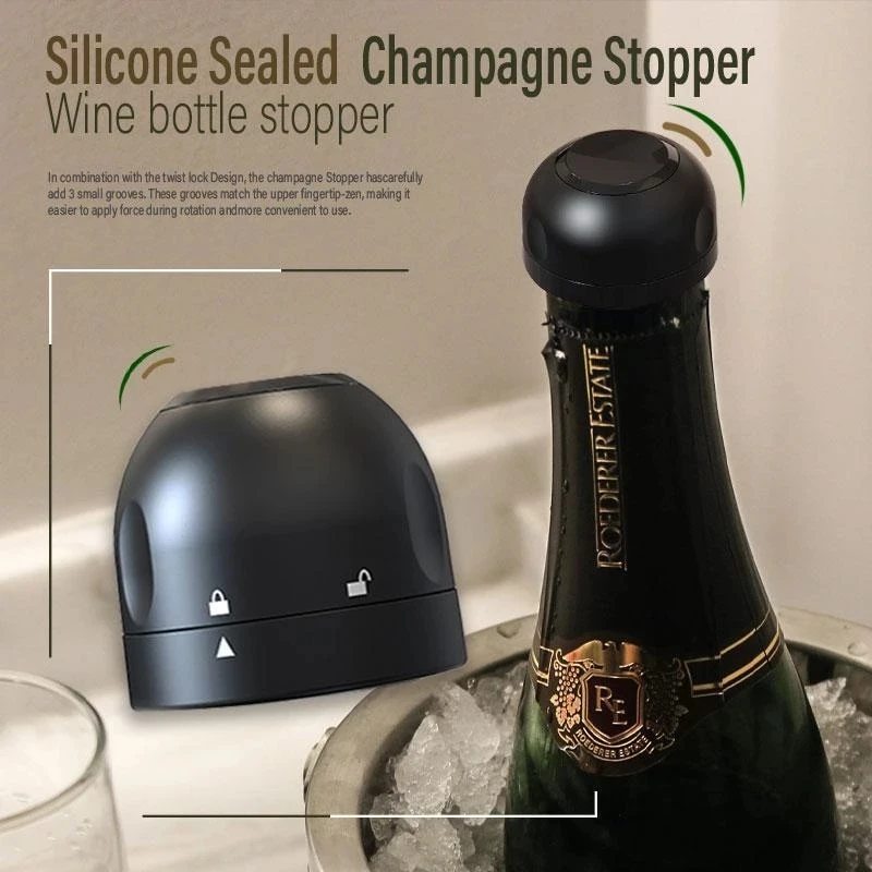 

1pcs Silicone Sealed Champagne Stopper Red Wine Bottle Sealer Cap Leak-proof Vacuum Retain Freshness Wine Plug Bar Tools