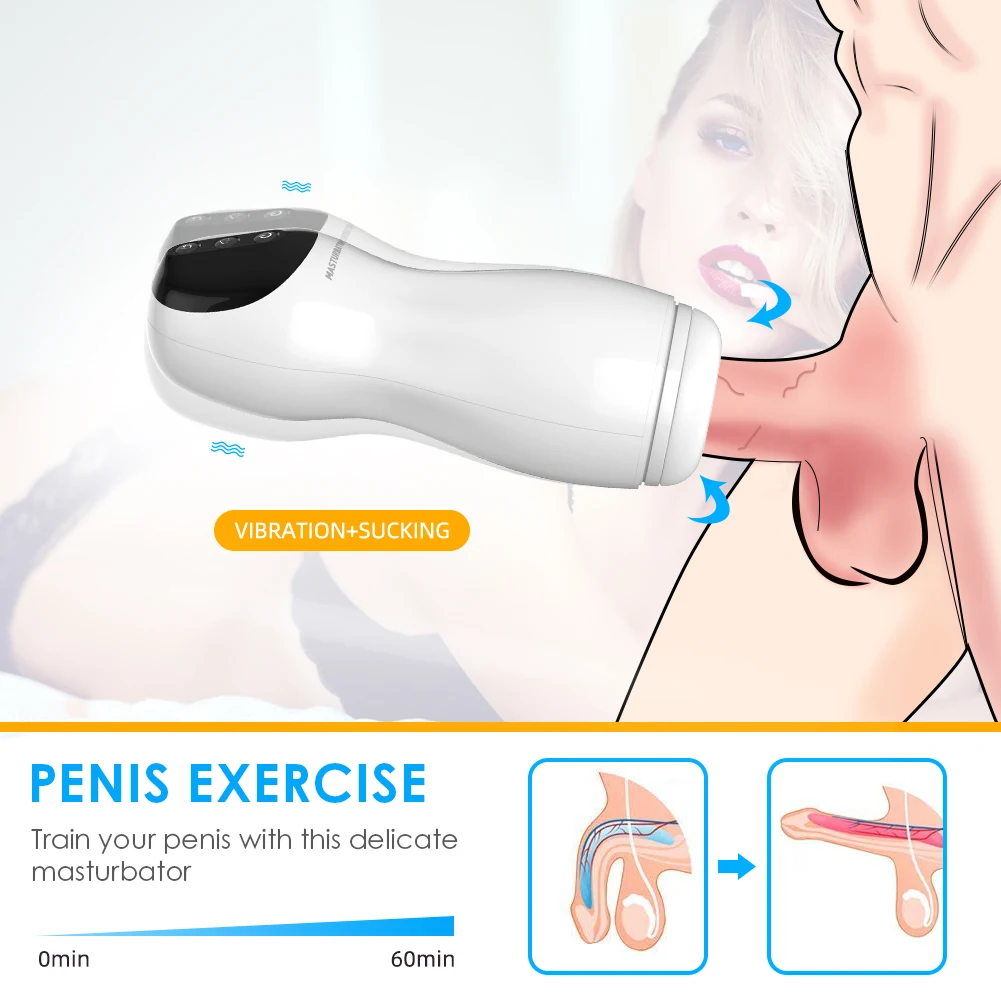 Automatic Blowjob Sucking Masturbation Cup Real Vagina Live Voice Recording Male Masturbators Oral Sex Toys for Men Adults