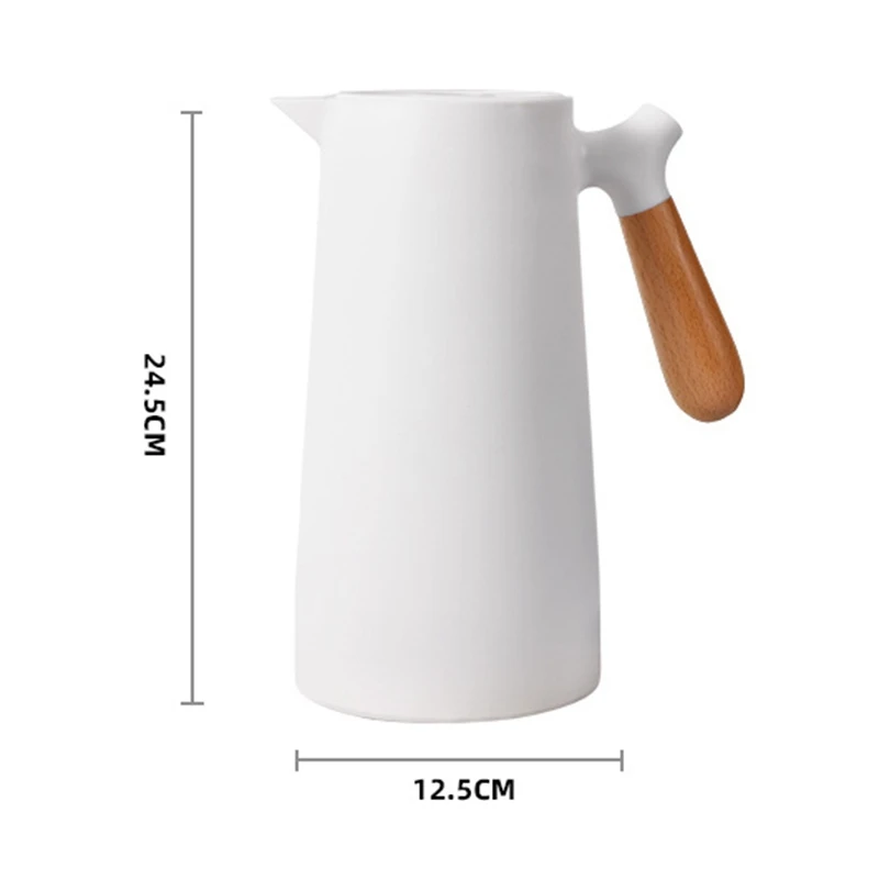 

2 Pcs 1L Glass Liner Vacuum Flask Hot Water Jug Home Office Insulation Leakproof Hot Water Pot,White & Red