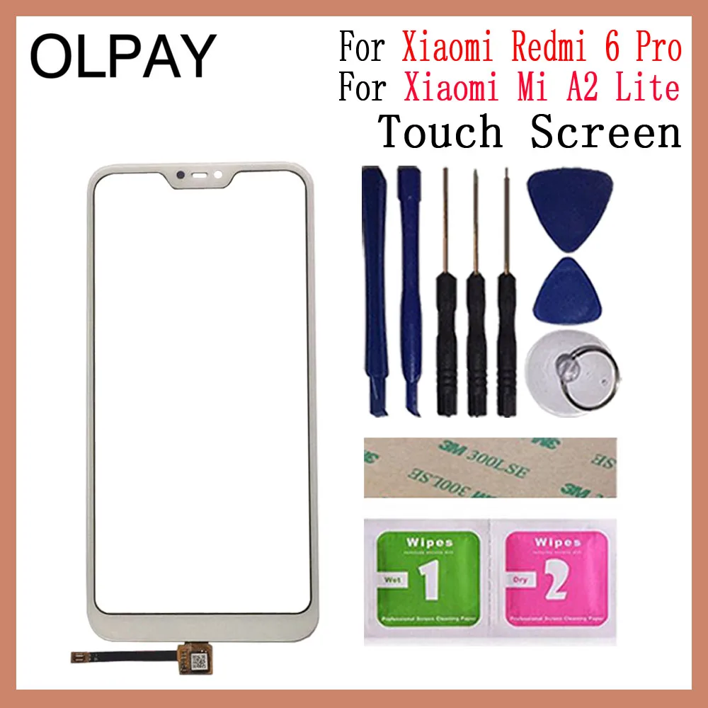 White With Tools Для Xiao mi Red mi 6A Red mi 6 Pro Сенсорный экран дигитайзер для Xiaomi mi A2 Lite Сенсорная панель Сенсорный экран сенсор переднее стекло - Цвет: White With Tools
