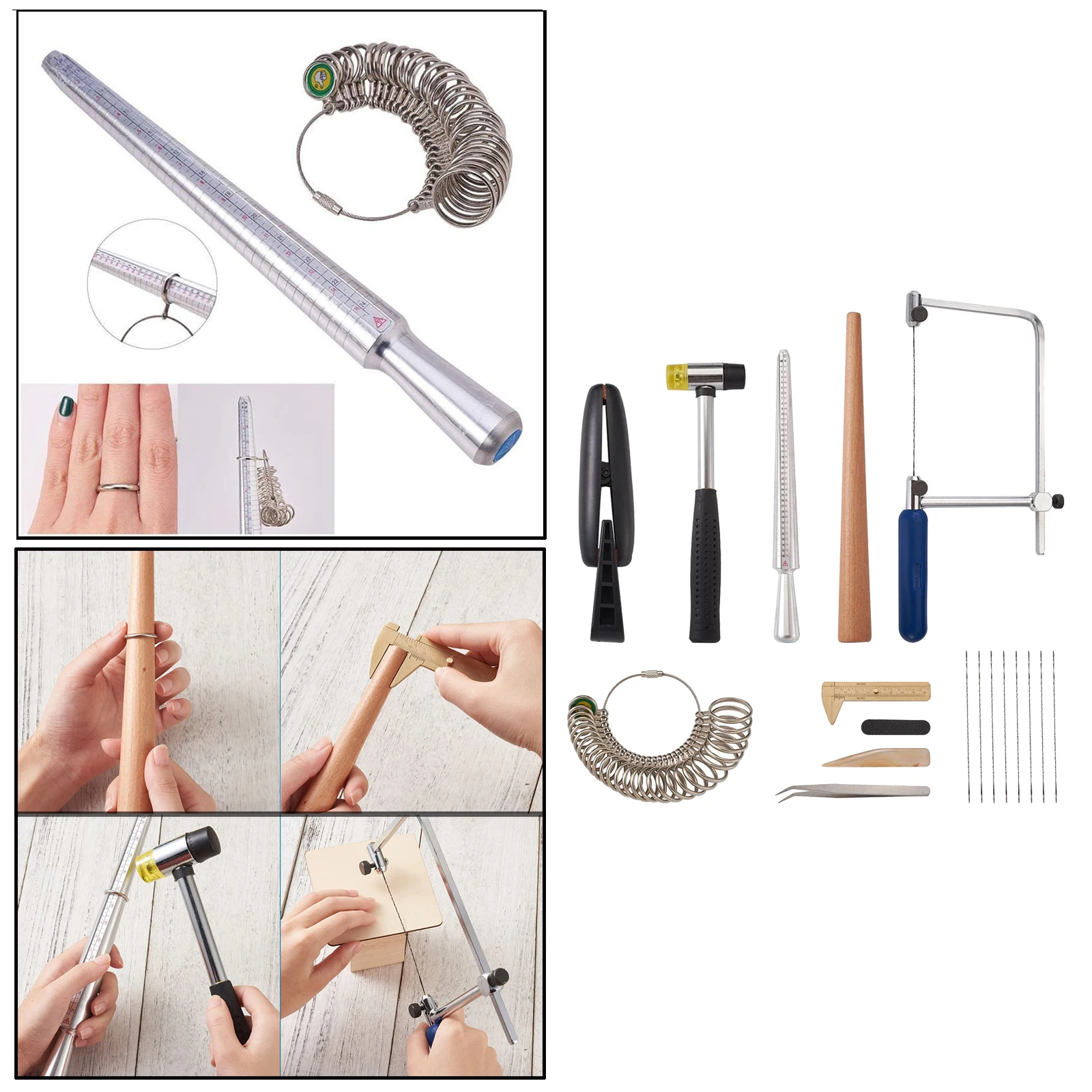 

Professional Jewelry Making Tool Measuring Stick Mandrel Ring Sizer Gauge Kit,Useful for Measuring Rings Diameters