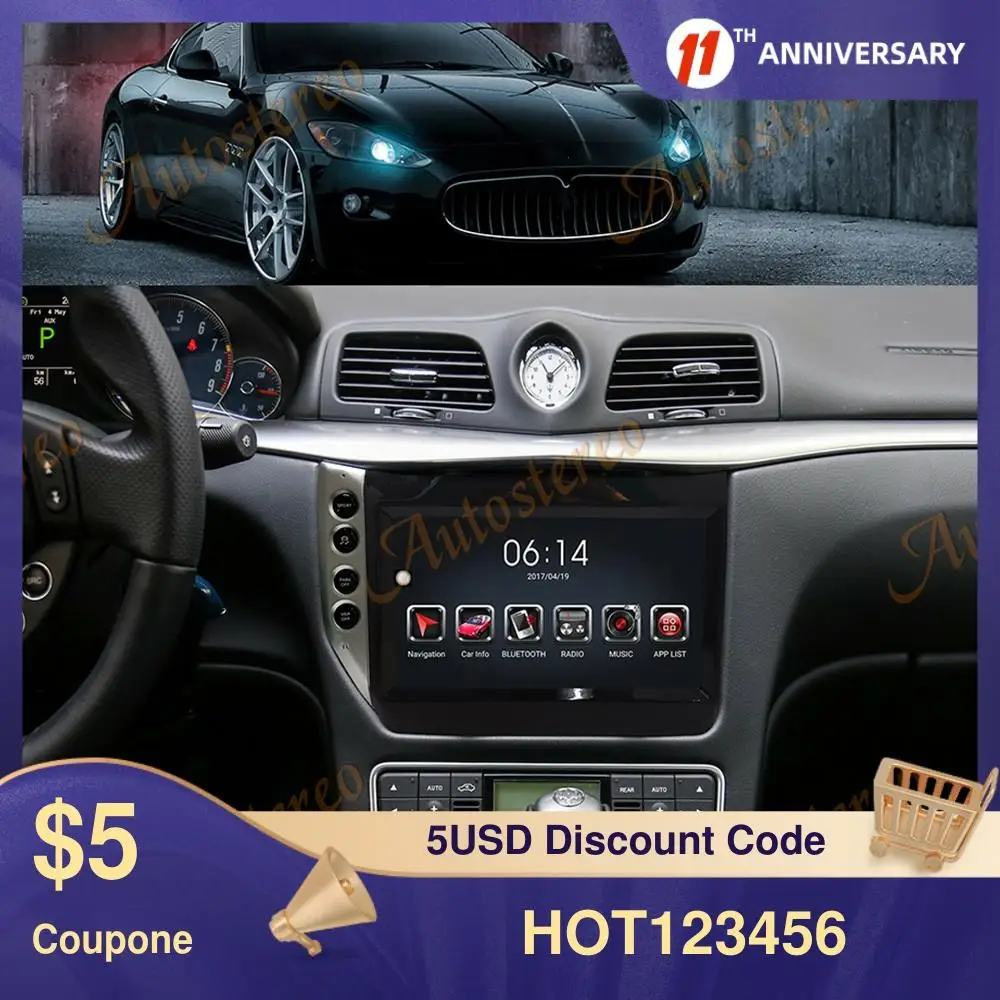 

For Maserati GT/GC GranTurismo 2007-2017 Android 9.0 64 Car GPS Navigation Carbon Fiber Multimedia Player Auto Radio Head Player