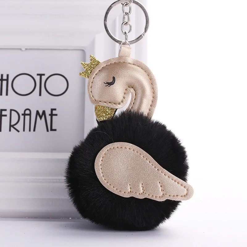 Милый плюшевый брелок для ключей с лебедем из искусственной кожи модная женская