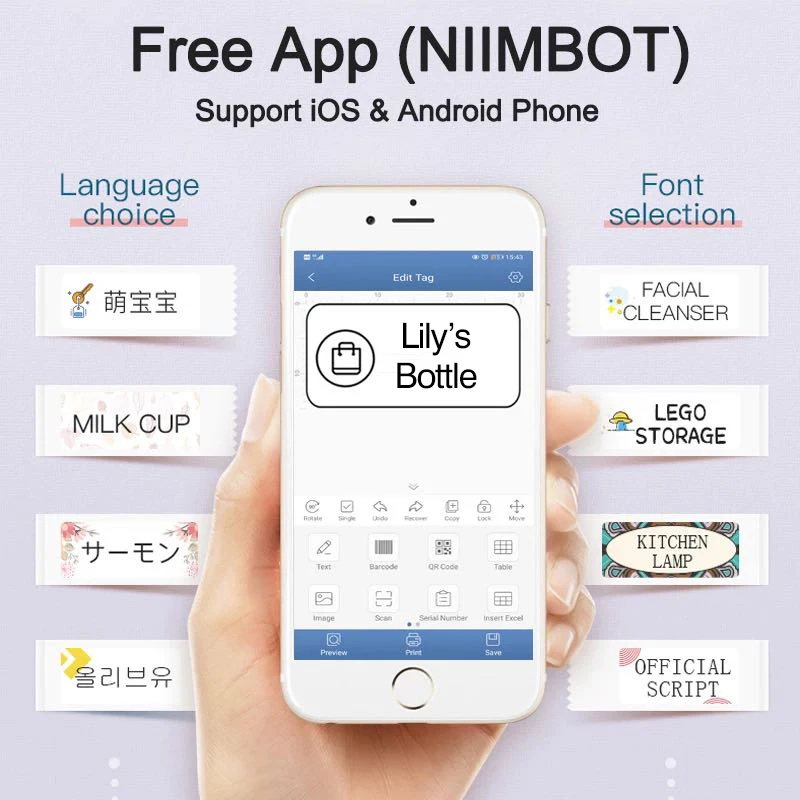 Niimbot D11 мини Портативный Термальность принтер этикеток Беспроводной Bluetooth