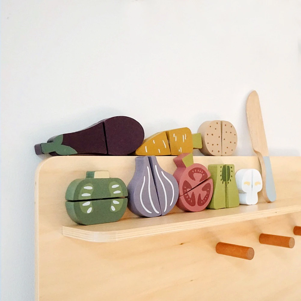

Gift Fruits Vegetables Wooden Play Food Cooking Board Toys Montessori Kids Kitchen Toddler Cut Dessert Role Pretend