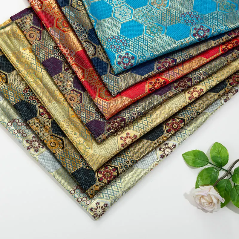 Шестиугольная ткань для бабушки и сада с рисунком из парчовой искусственной