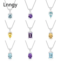lnngy natural topazamethystametrine gem stone chain necklaces ladies 45cm 925 sliver pendants necklace women sterling jewelry