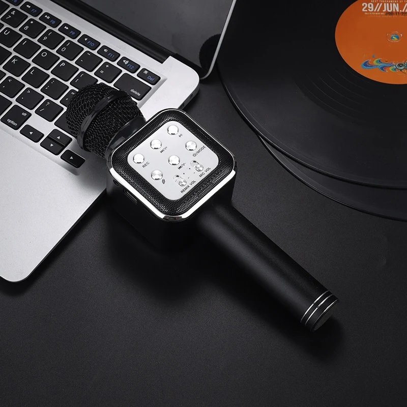 Беспроводной Bluetooth ручной микрофон динамик светодиодные микрофоны для онлайн