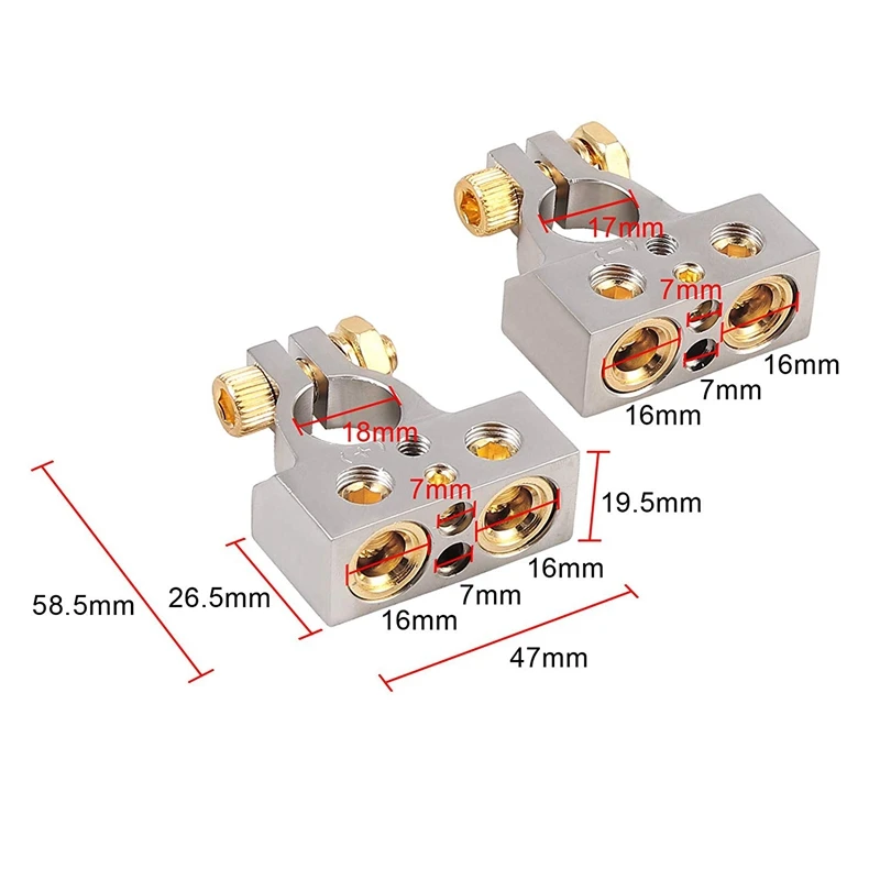 Комплект из 2 предметов 0/4/8/10 Калибр AWG Автомобильный Батарея терминальные