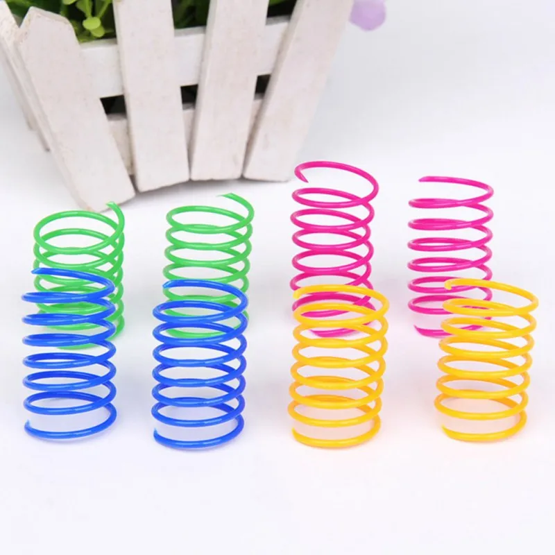 4 шт. весенние игрушки для кошек широкие прочные пластиковые цветные пружины