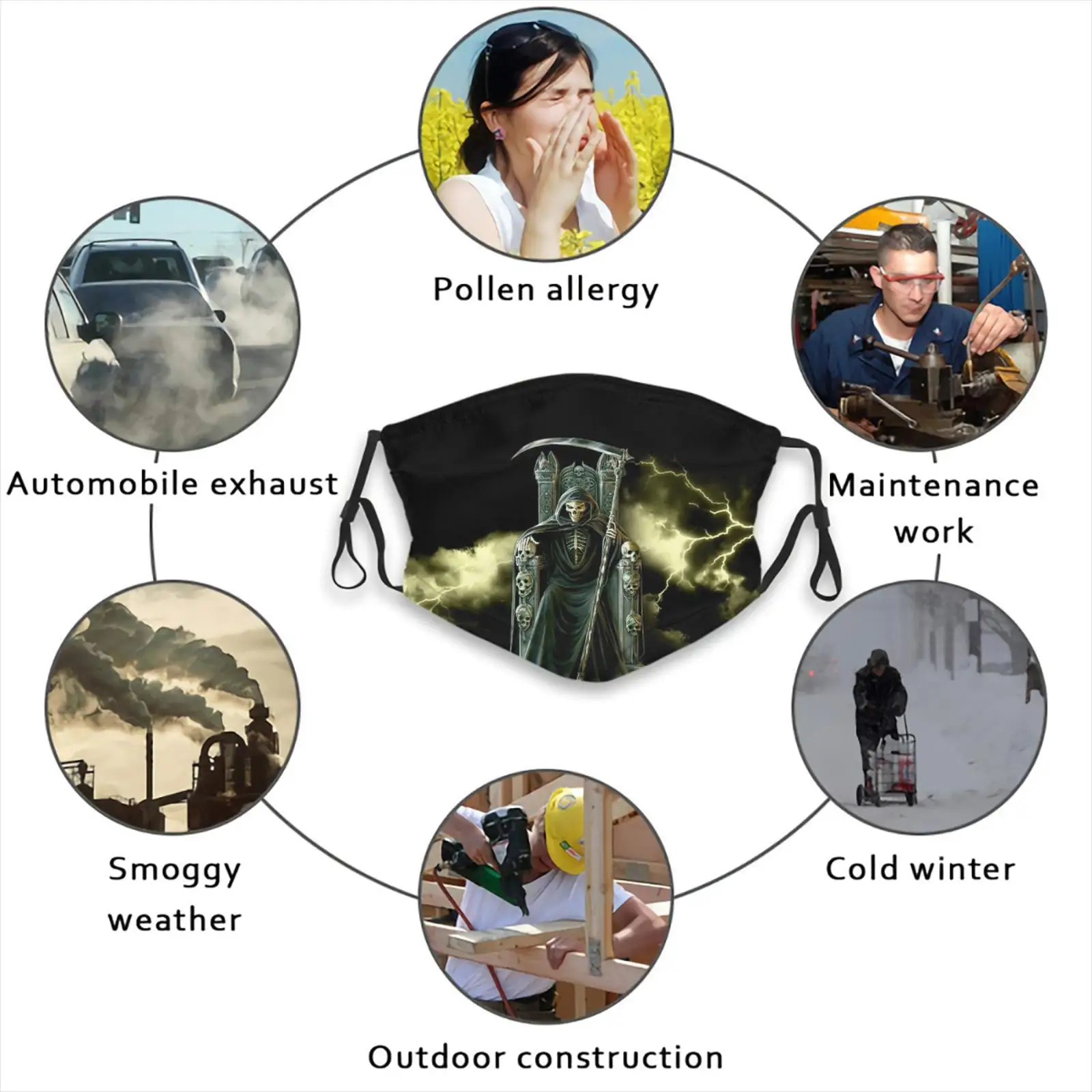 

printing skull dust-proof mask cute female/male Breathable ghost ring women/men Washable Reusable Masks mascaras reutilizables