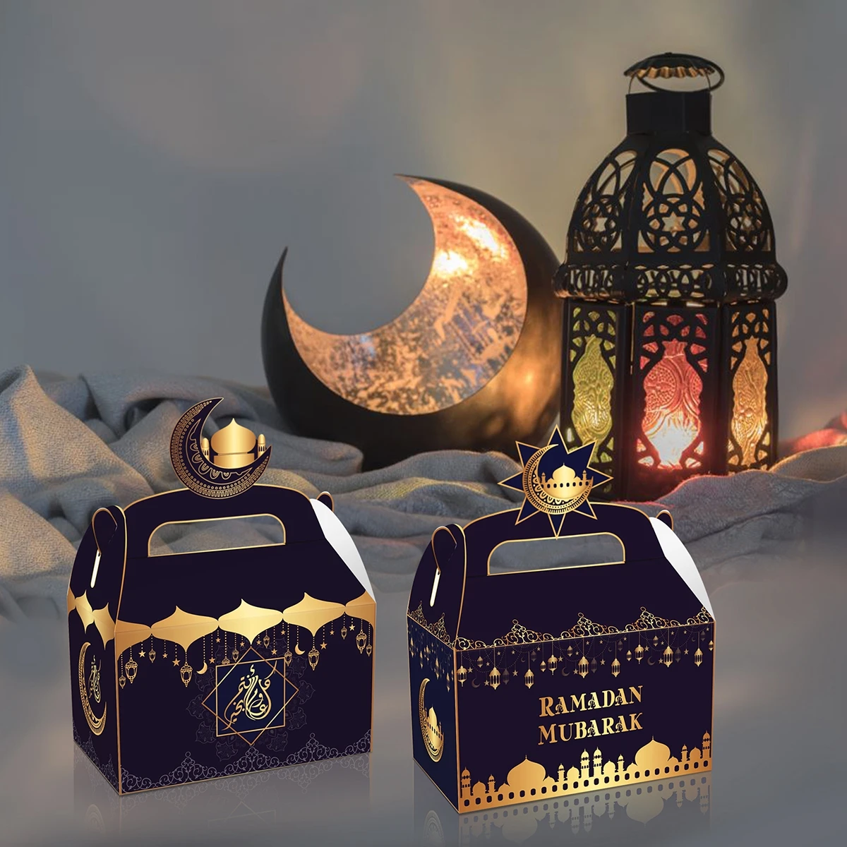

4pcs Eid Mubarak Cake Candy Box Ramadan Decoration 2023 for Home Islam Muslim Party Decor Eid Al Adha Ramadan Kareem Gift Boxes