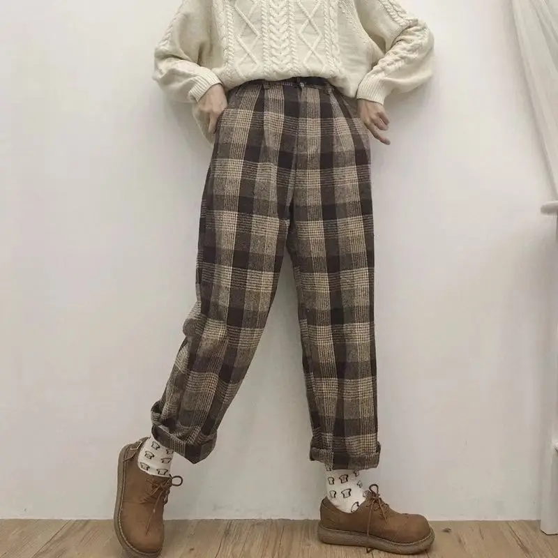 Новинка Осень зима японские Свободные прямые брюки молодая девушка студентка