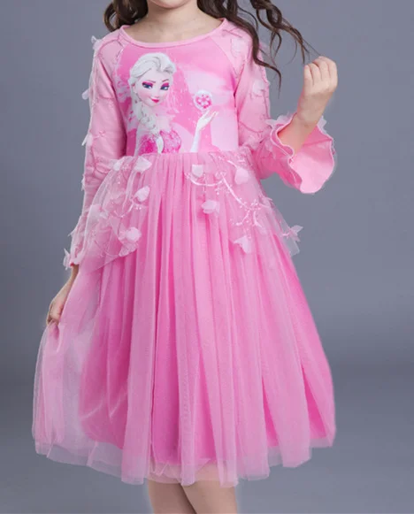 Q30197-2 Vestidos/платье-пачка; осенняя одежда; платья принцессы с длинными рукавами для маленьких девочек; костюм Эльзы Софии для дня рождения - Цвет: Q30197-2