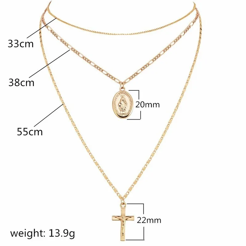 Ожерелья крест ювелирные изделия многослойная Женская цепочка ожерелье фигурка