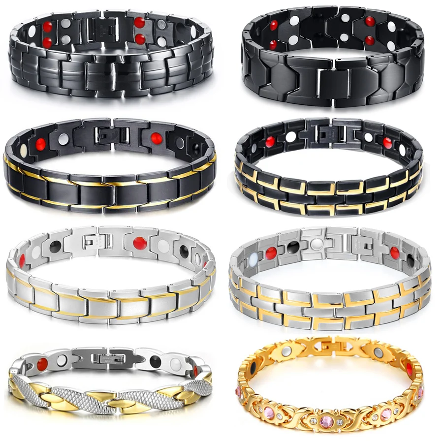 Магнитный браслет для мужчин и женщин из нержавеющей стали Прямая