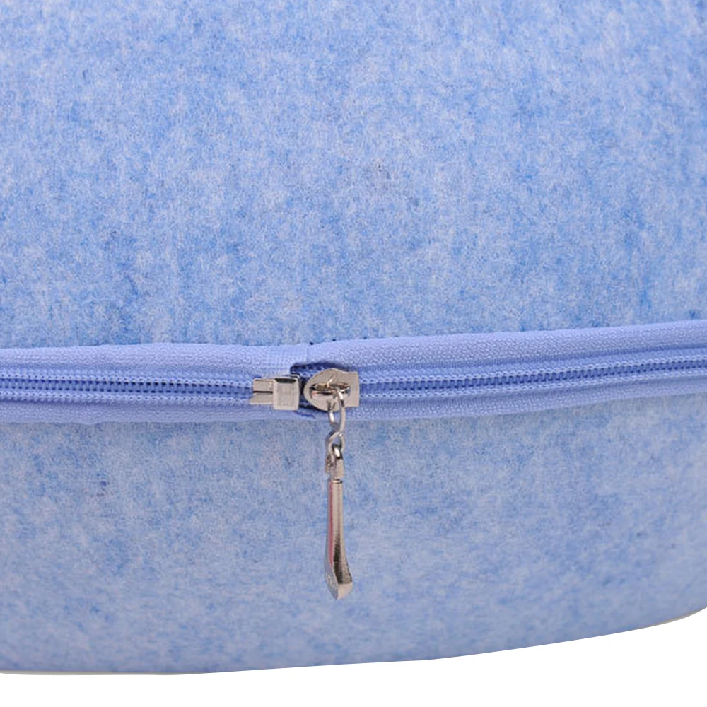 Egg Shape Dog Cat Bed Cat Sleeping Bag Zipper Felt Cloth Winter Warm Pet House All Around Cat Nest With Detachable Cushion Mat
