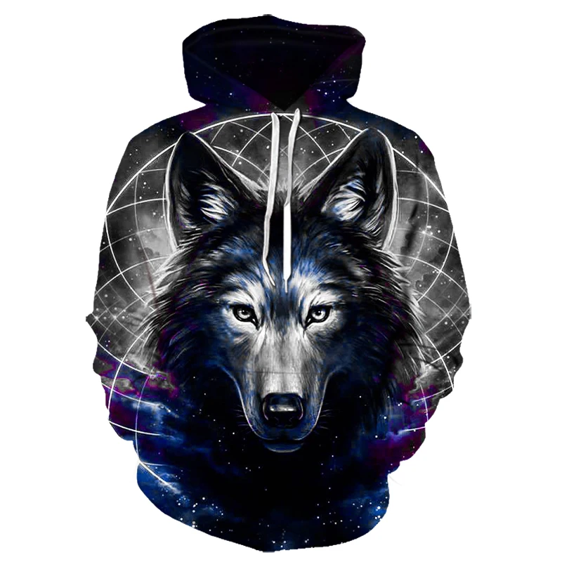 

Casual personality hoodie wolf 3D printing men's and women's hooded sweatshirt dazzling and winter animal street shirt S-6XL
