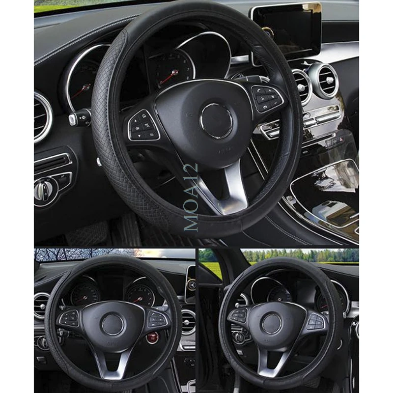 

Universal r Auto Elastic Skid Proof Steering-wheel Covers Car Styling Car Fiber skin Steering Wheel Cover Breathable Elasti Ca