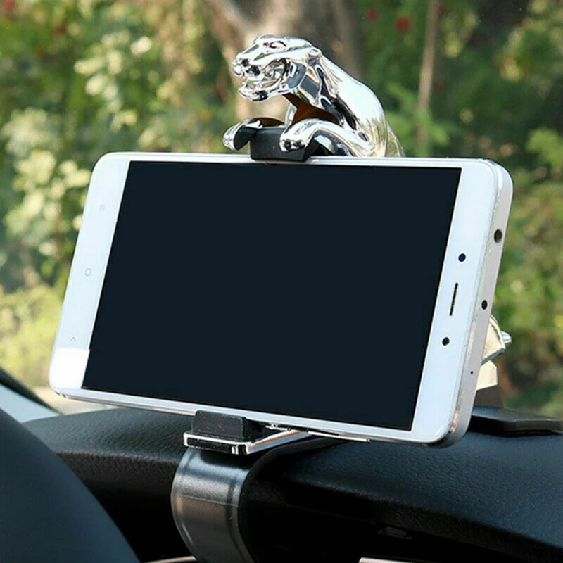 

Leopard Car Phone Holder Ornaments Universal Anti Skid 360 Degree Rotating Adjustable Bracket Interior Cool Dashboard Clip On