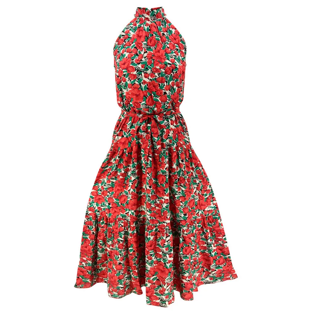 Женские платья с богемным принтом Vadim солнцезащитное платье лямкой на шее