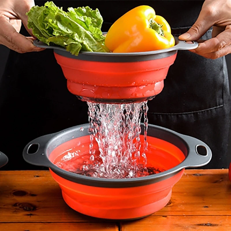 ONEUP круглая складная корзина для слива фруктов из двух частей фильтр Креативные