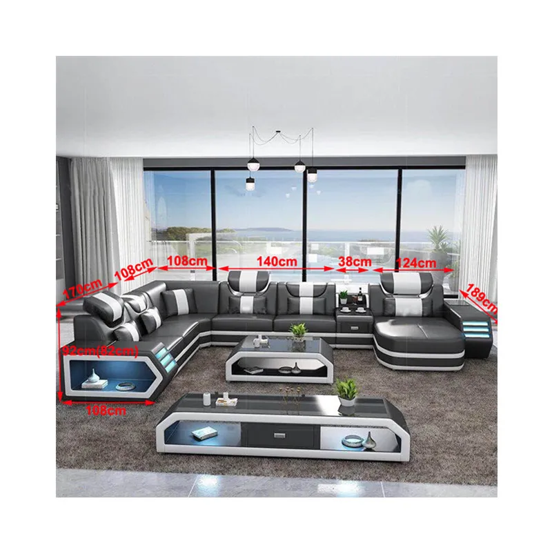 Новейший кожаный откидной секционный диван с музыкальным проигрывателем и USB