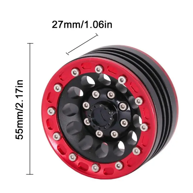 

4pcs/set 1.9in CNC Aluminum Alloy Beadlock Wheel Rim for TRX4 SCX10 D90 1/10 RC Crawler Car Modified Accessories