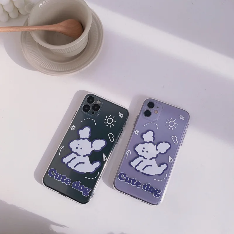 

Creative Cartoon Cute Puppy IPhone11ProMax/12Mini/XR/XS/X/8/7 Anti-drop Transparent Silicone Couple Mobile Phone Case Wholesale