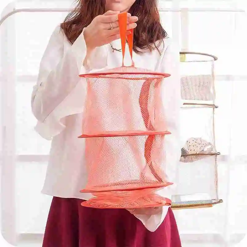 

Zipper Bra Drying Basket 3-layer Hanging Net Mesh Storage Organizer Basket Clothes Hanging Cage Drying Bag Bra K1P9