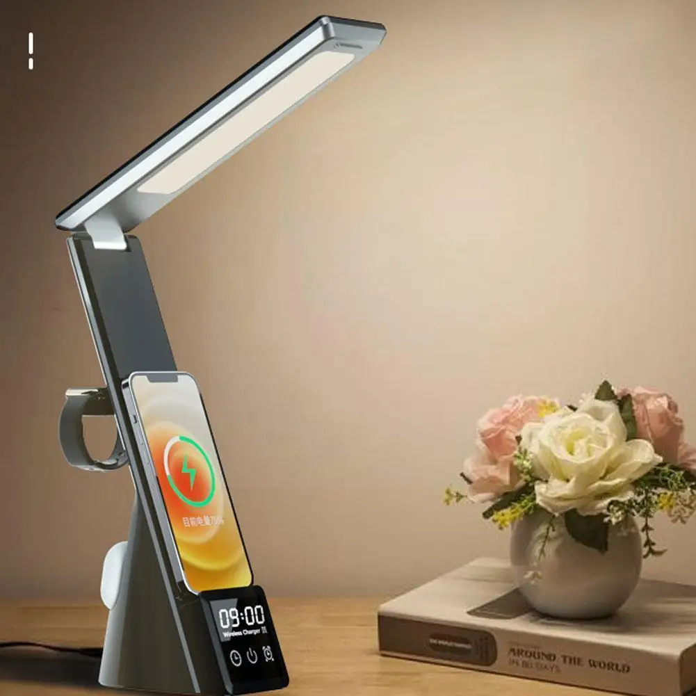 

Светодиодная настольная лампа 4 в 1, 15 Вт, с функцией быстрой зарядки