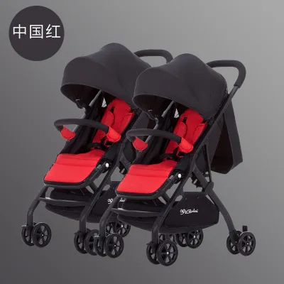 C 2 In1 Twins Baby Stroller Can Be Split Can Sit on A Reclining Double Stroller Baby Twins Trolly Four Wheel Baby Carriage - Цвет: C