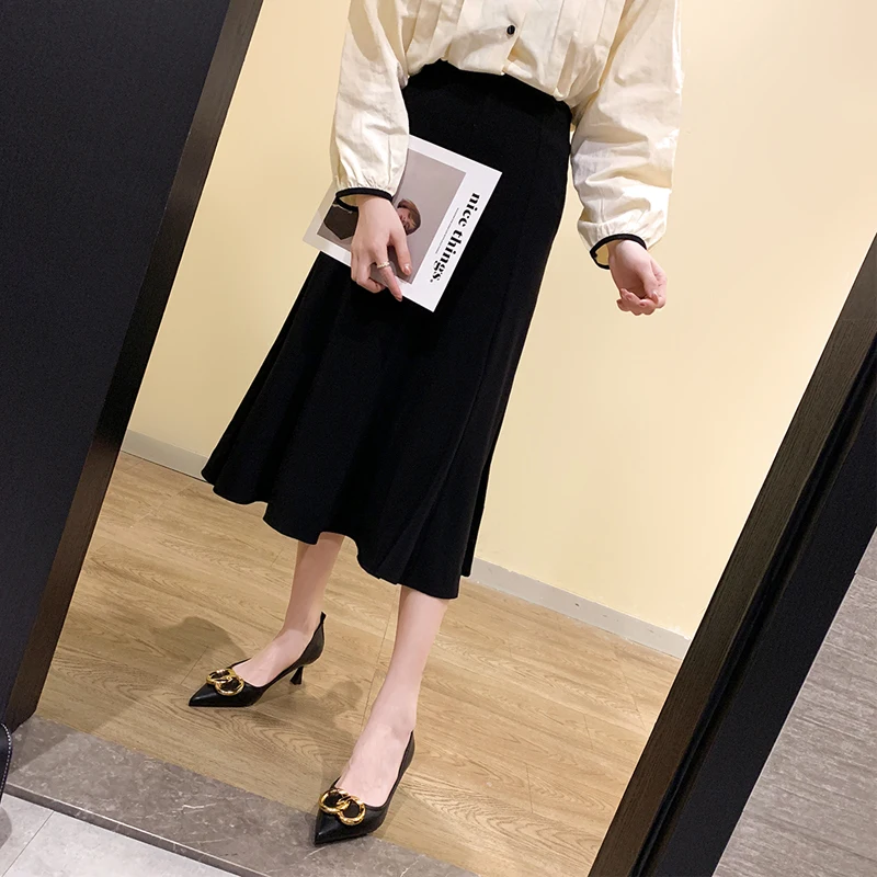 

PAMANNI Ladies Mature Spring Metal Decoration High Thin Heels Women's Leisure Slip-on Handmade Solid Pointed Toe Shoes