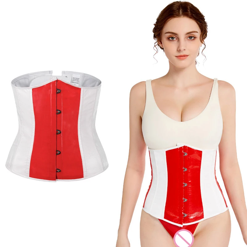 Глянцевый тренировочный корсет для талии из ПВХ пикантный под грудью женское