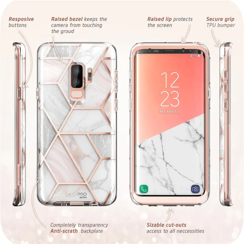 i blason for samsung galaxy s9 plus case cosmo full body glitter marble bumper protective cover with built in screen protector free global shipping