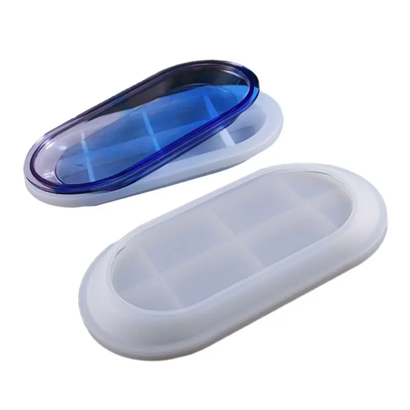 

55KA Crystal Epoxy Mould DIY Handmade Elliptical Flat Bottom Plate Highlight Mirror Silicone Mold