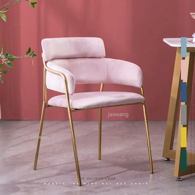 Модный Золотой Железный Металл Бархат Royals обеденный стул кофе гостиная сад