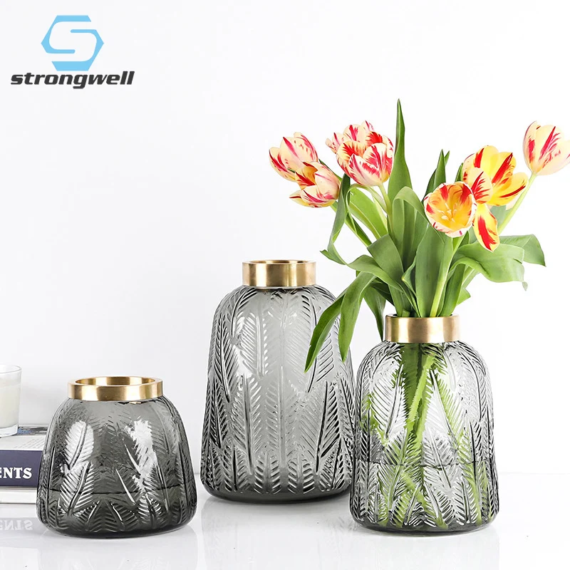 Винтажная стеклянная ваза для цветов Strongwell художественные фигурки с рисунком