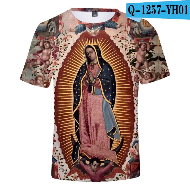 Our Lady Of Guadalupe Virgin Mary catcotic Мексика футболка высшего качества мужская летняя футболка с короткими рукавами harajuku футболка одежда - Цвет: 3d-295